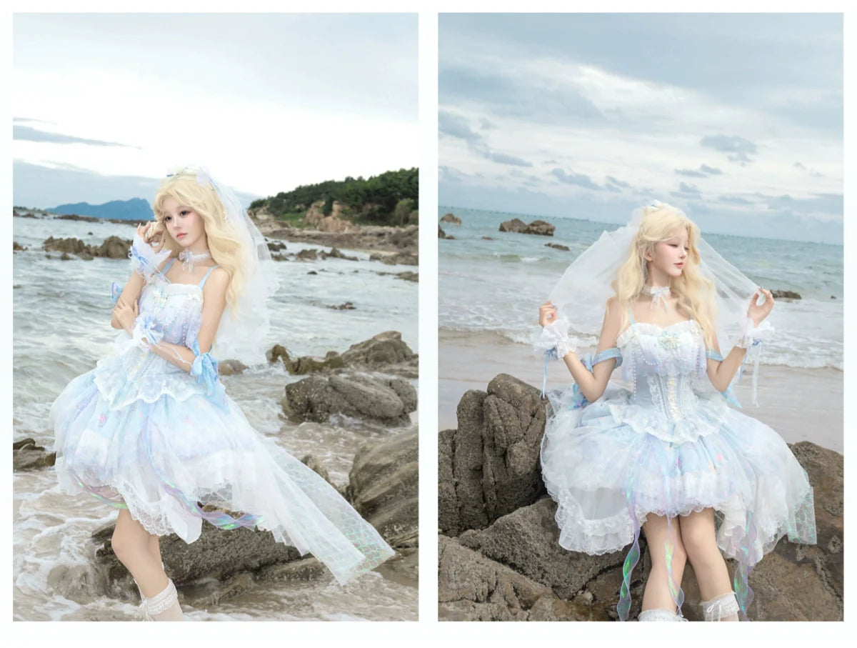 MermaidTears - Wedding Lolita JSK Dress, Ocean Theme - image 9