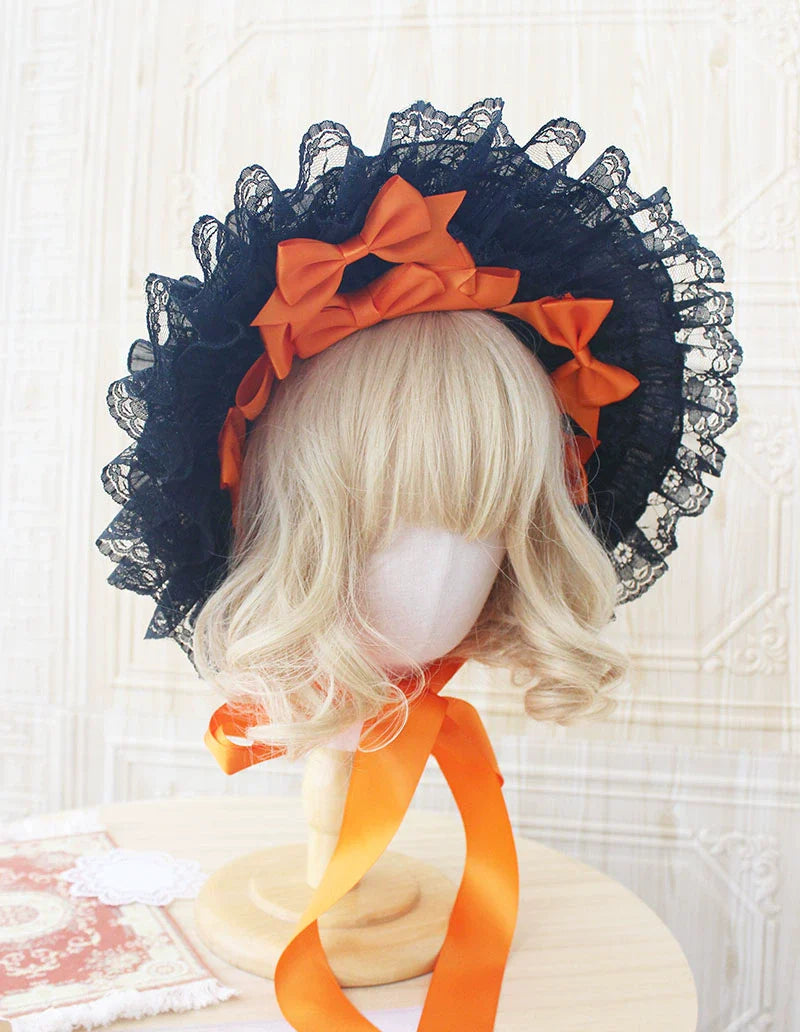 Gothic Lolita Handmade Bonnet with Bows and Beads - image 27