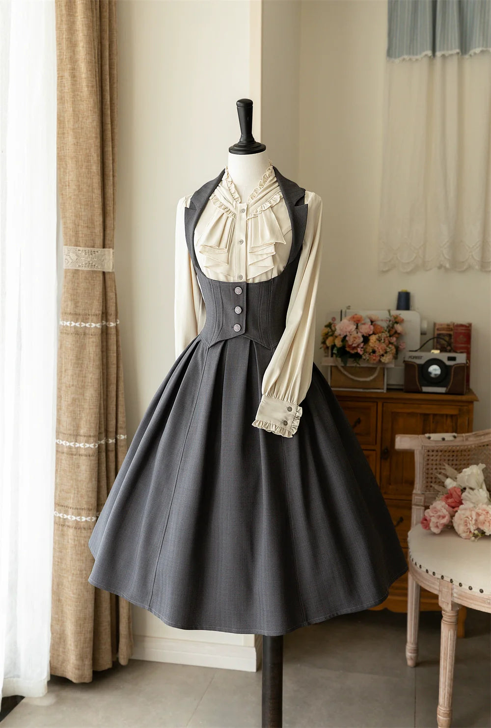 Retro Elegant Lolita Bustier JSK Dress Multicolor - image 2