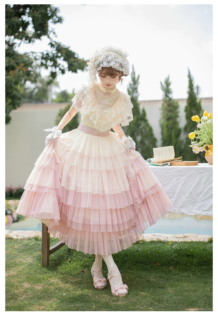 True Vow Embroidered Classic Lolita Dress with Layered Gradient Hem and Accessories - image 17