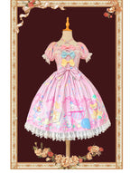 Macaron Dolly House - Sweet Lolita OP Printed Dress, Side Zipper and Accessories - image 1