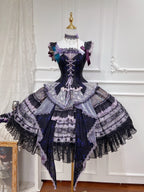 Purple Butterfly on Moonlight Night Gothic Lolita Corset Dress Set - image 6