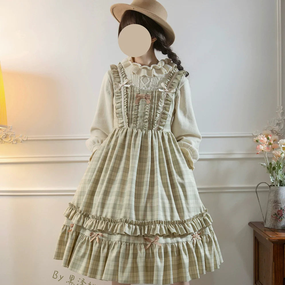 Green Fairy Tales Classic Plaid Plus Size Lolita JSK Dress - image 1