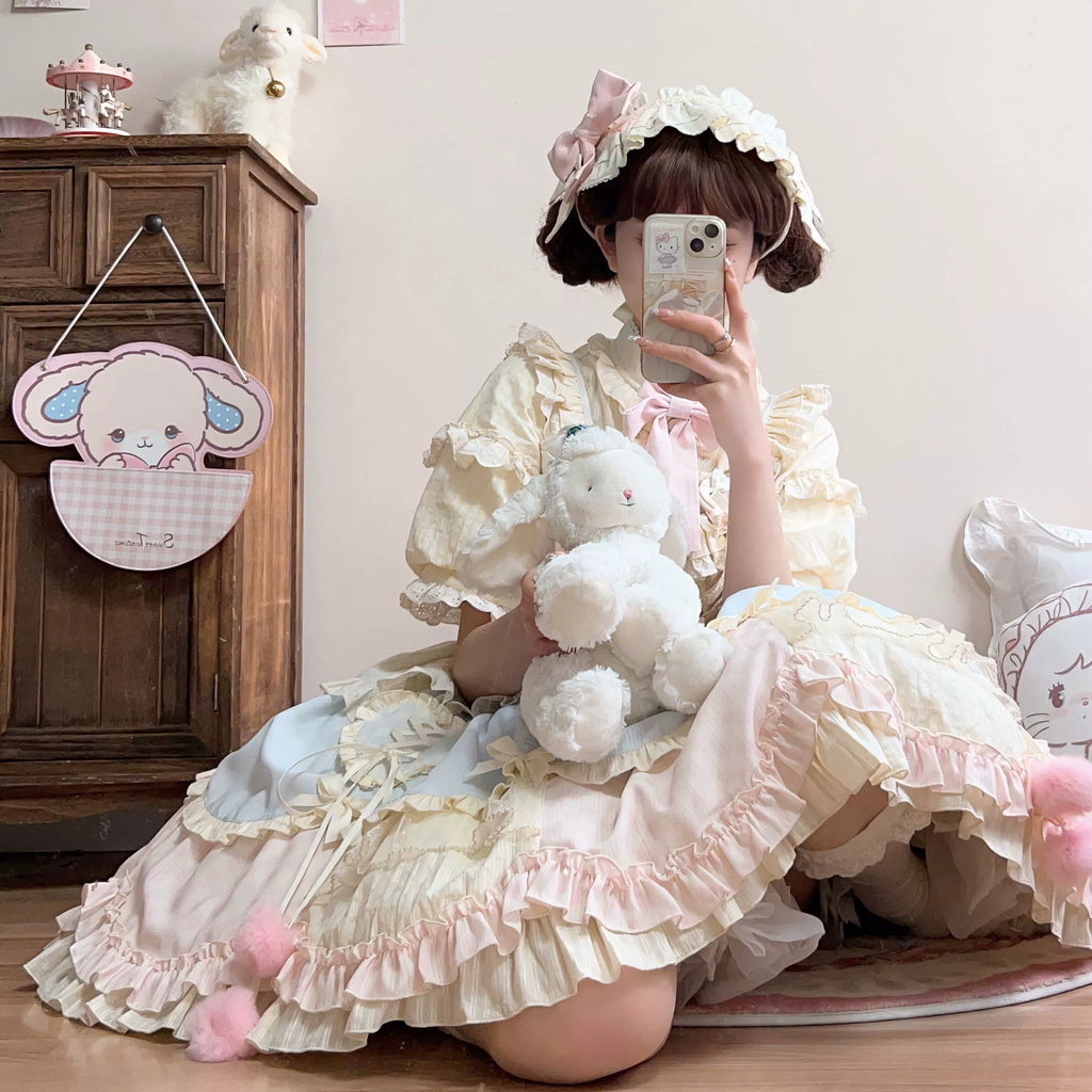 Dreamy Macaron - Sweet Lolita JSK Dress Solid Color Shirt - image 4
