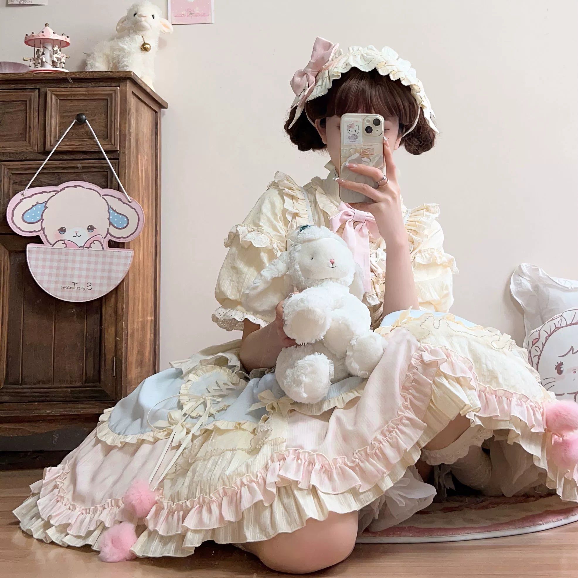 Dreamy Macaron - Sweet Lolita JSK Dress Solid Color Shirt - image 4