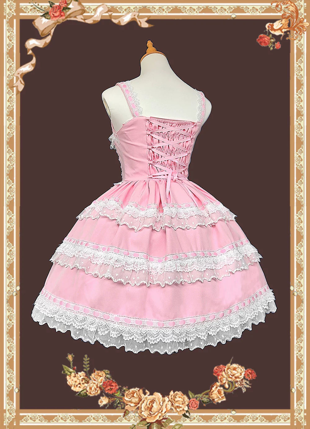 Mirror Doll - Old School Lolita Tiered Hem JSK with Polka Dot Lace and Accessories - image 4