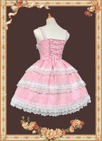 Mirror Doll - Old School Lolita Tiered Hem JSK with Polka Dot Lace and Accessories - image 4