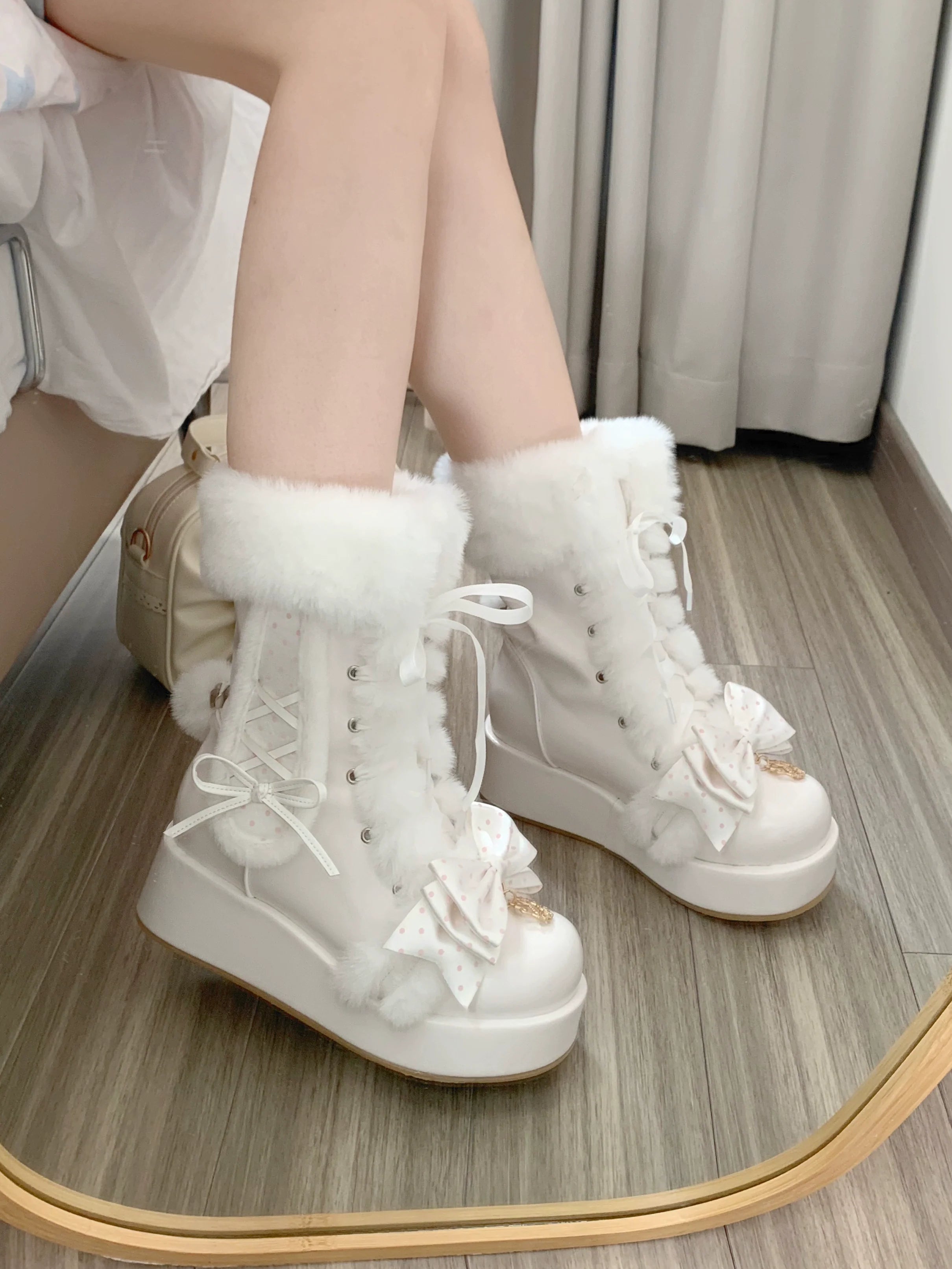 Cherry Snow Bunny Ears - Winter Sweet Lolita Boots, Bunny Ears - image 12