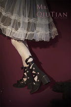 Muse Kiss - Elegant Lolita Shoes Lace-up Bow Heels Round Toe - image 9