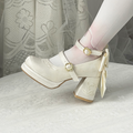 Dreamlike Lily of the Valley - Classic Lolita Platform Shoes with Back Large Bow - image 17