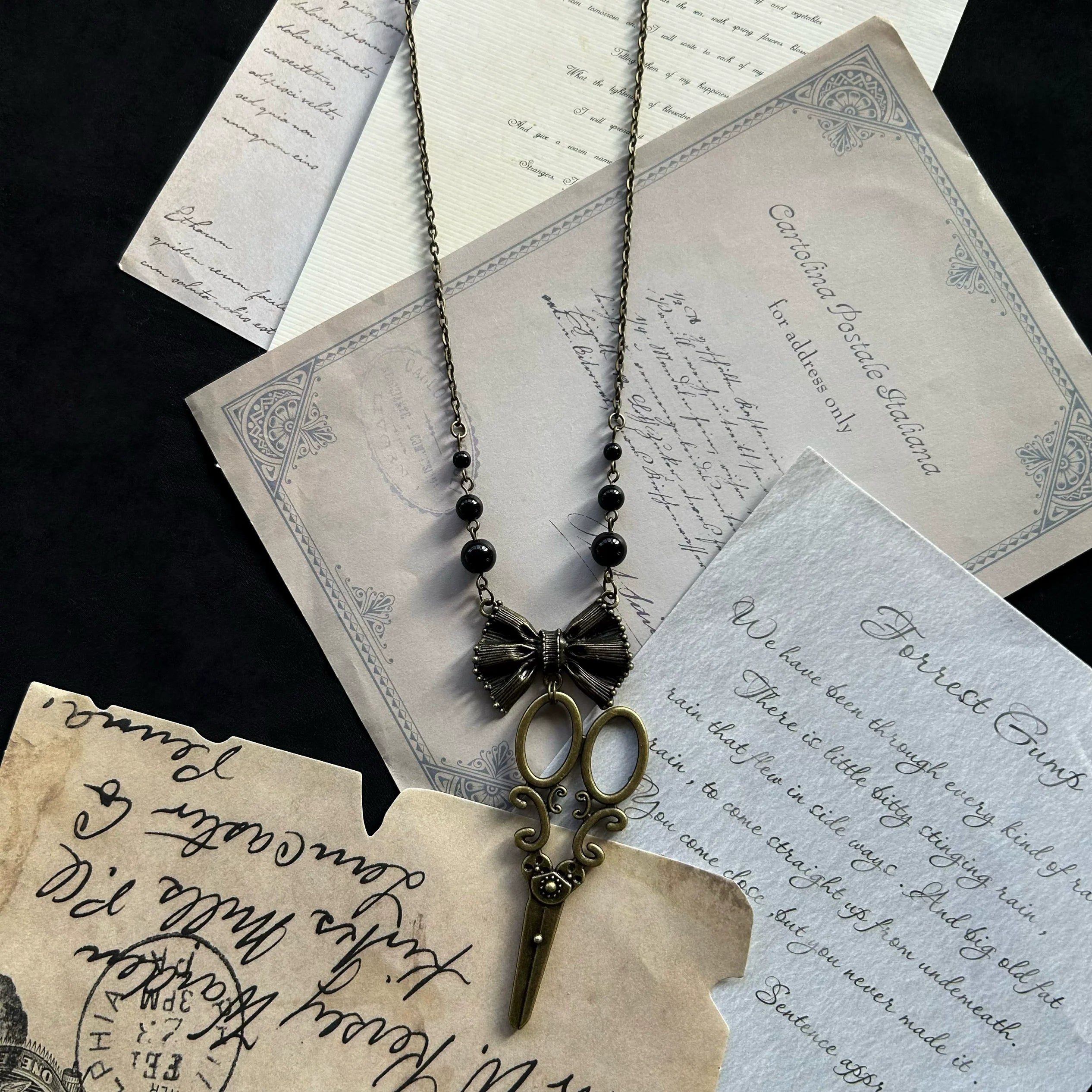 Vintage Lolita Bow-Scissors Shaped Necklace - image 14