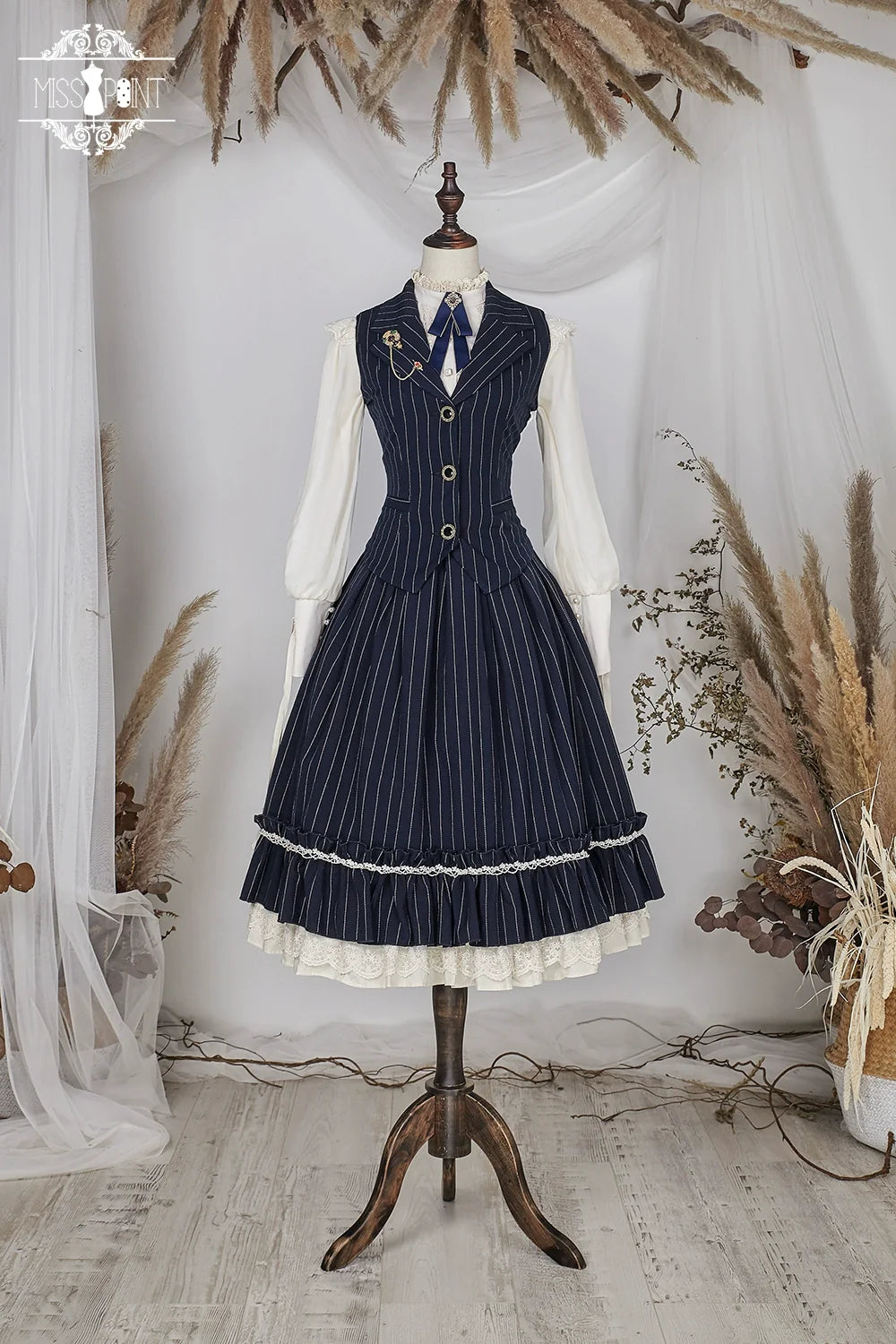Rose Doll - Elegant Lolita Striped Fishbone Skirt - image 76