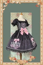 Chandelier - Old School Lolita OP Dress, Polka Dot, Chandelier Print and Accessories - image 13