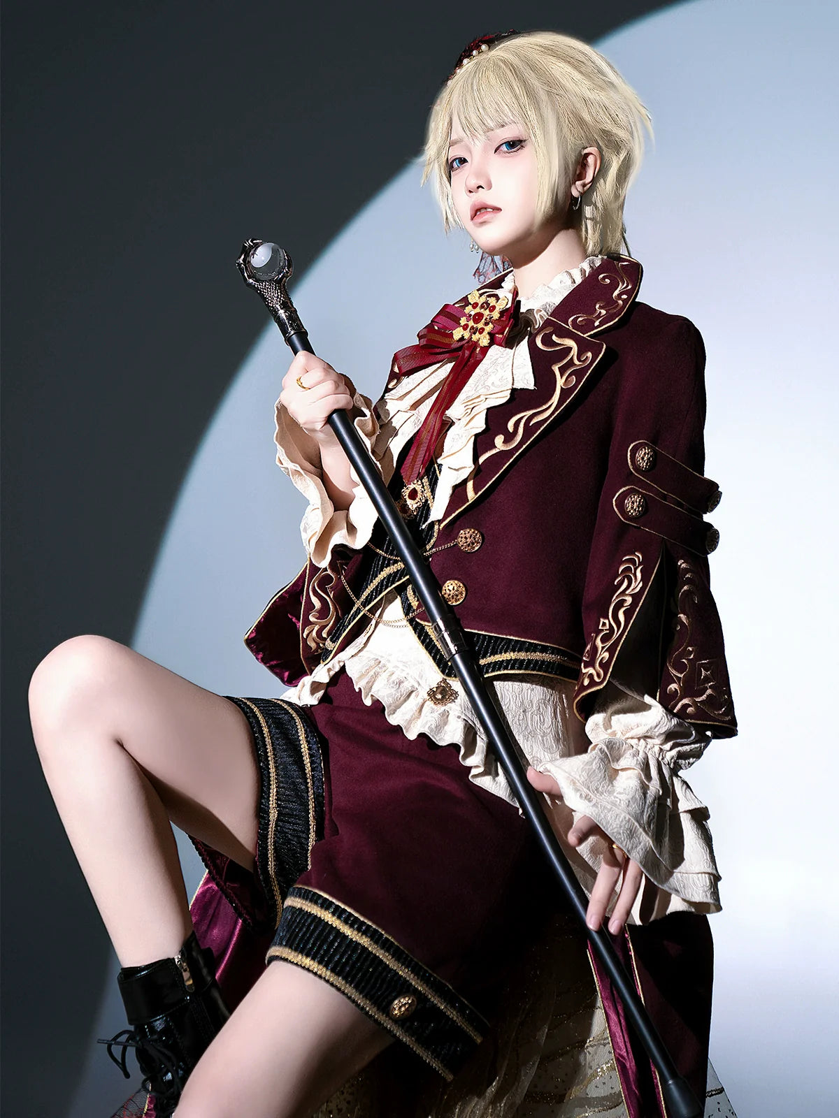 Heir - Military Ouji Lolita Blouse, Coat & Shorts Set - image 3