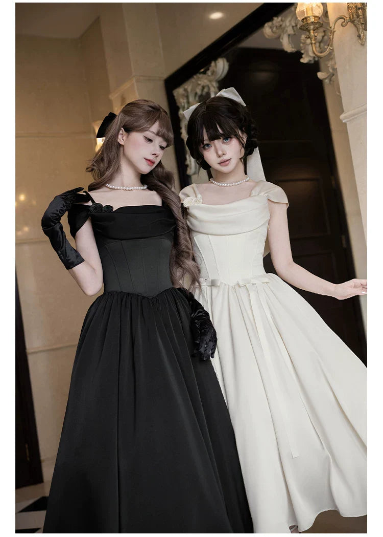 For Beloved - Classic Lolita Satin JSK Dress Set, Fishbone Waist - image 30