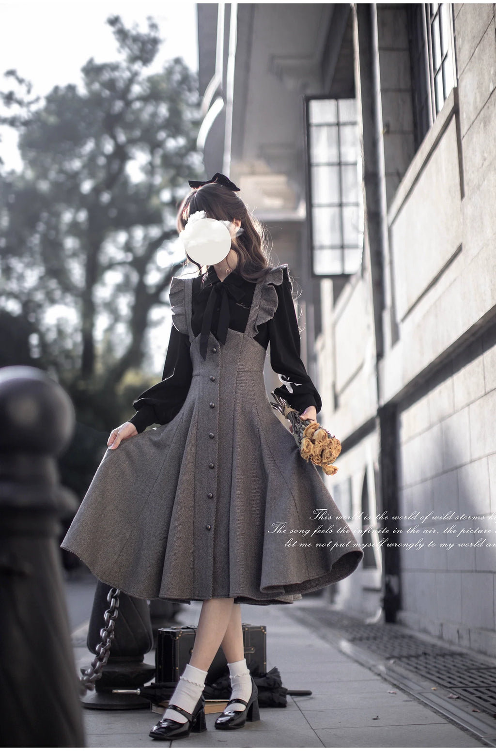 Serena - Elegant Woolen Lolita JSK Dress Set - image 9