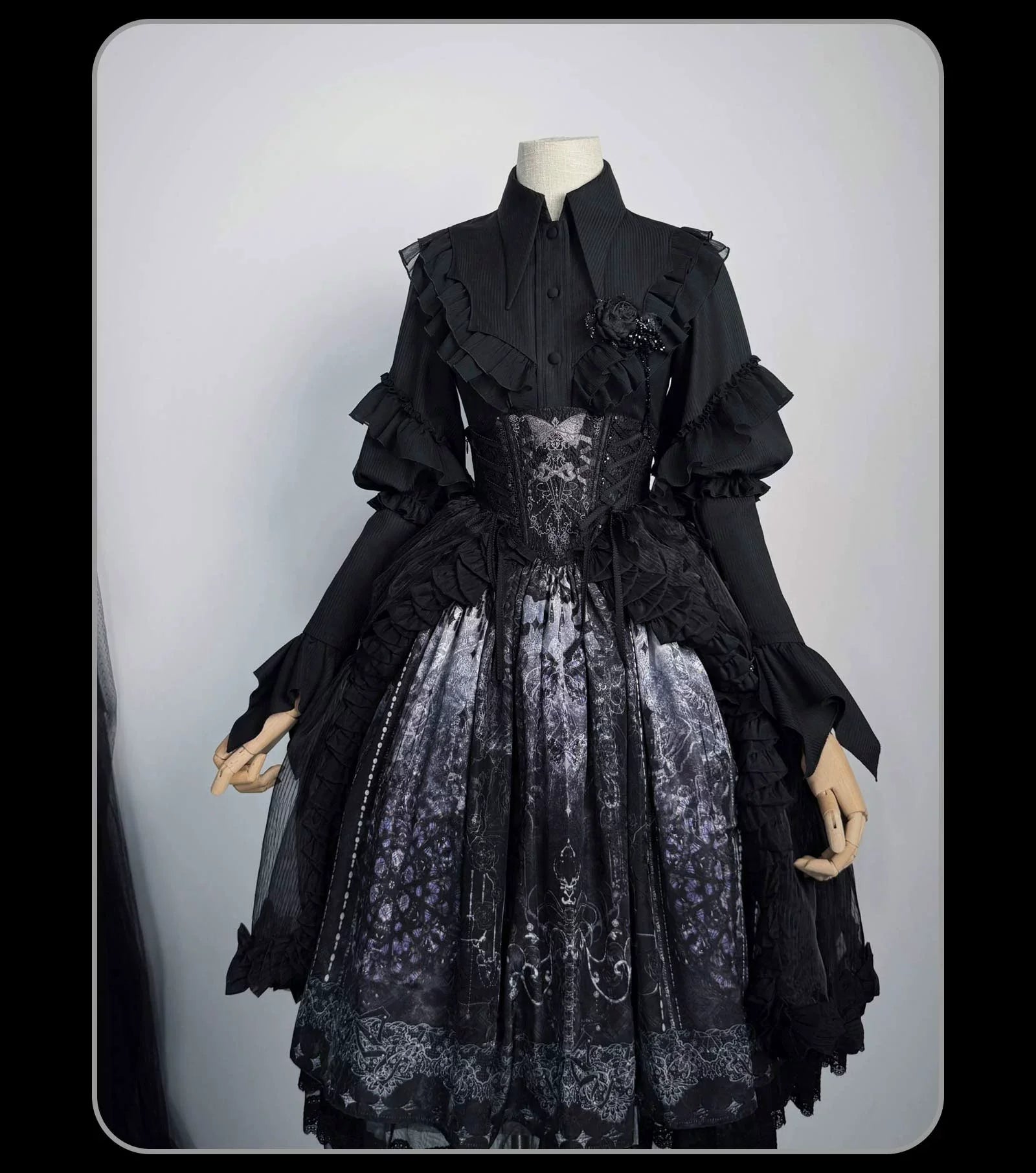 Bone-Eroded Butterfly - Gothic Lolita JSK & SK Set - image 5
