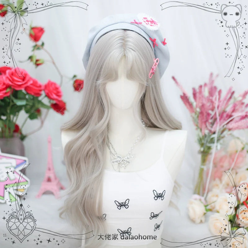 Moon Sinking - Elegant Lolita Long Curly Greige Wig - image 8