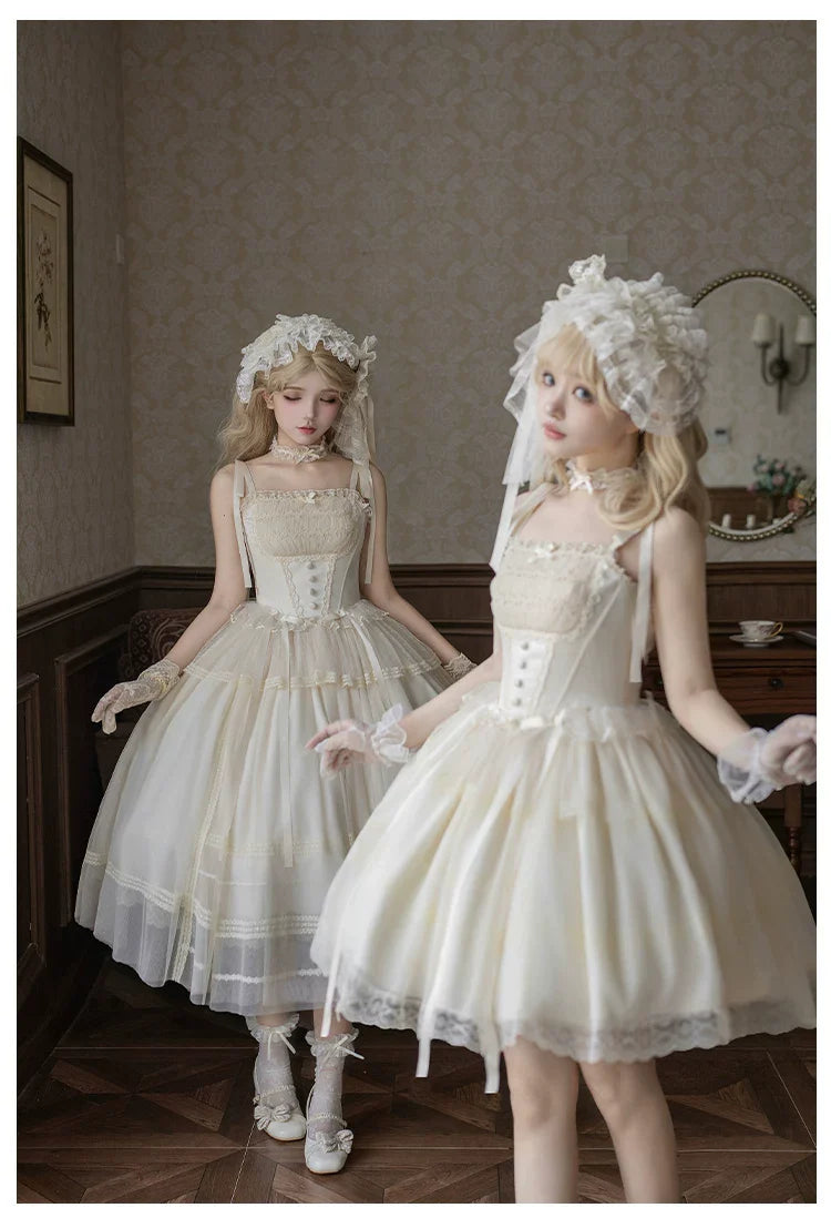 Confession Poem - Classic Lolita Corset JSK Set, Lace & Bows - image 15