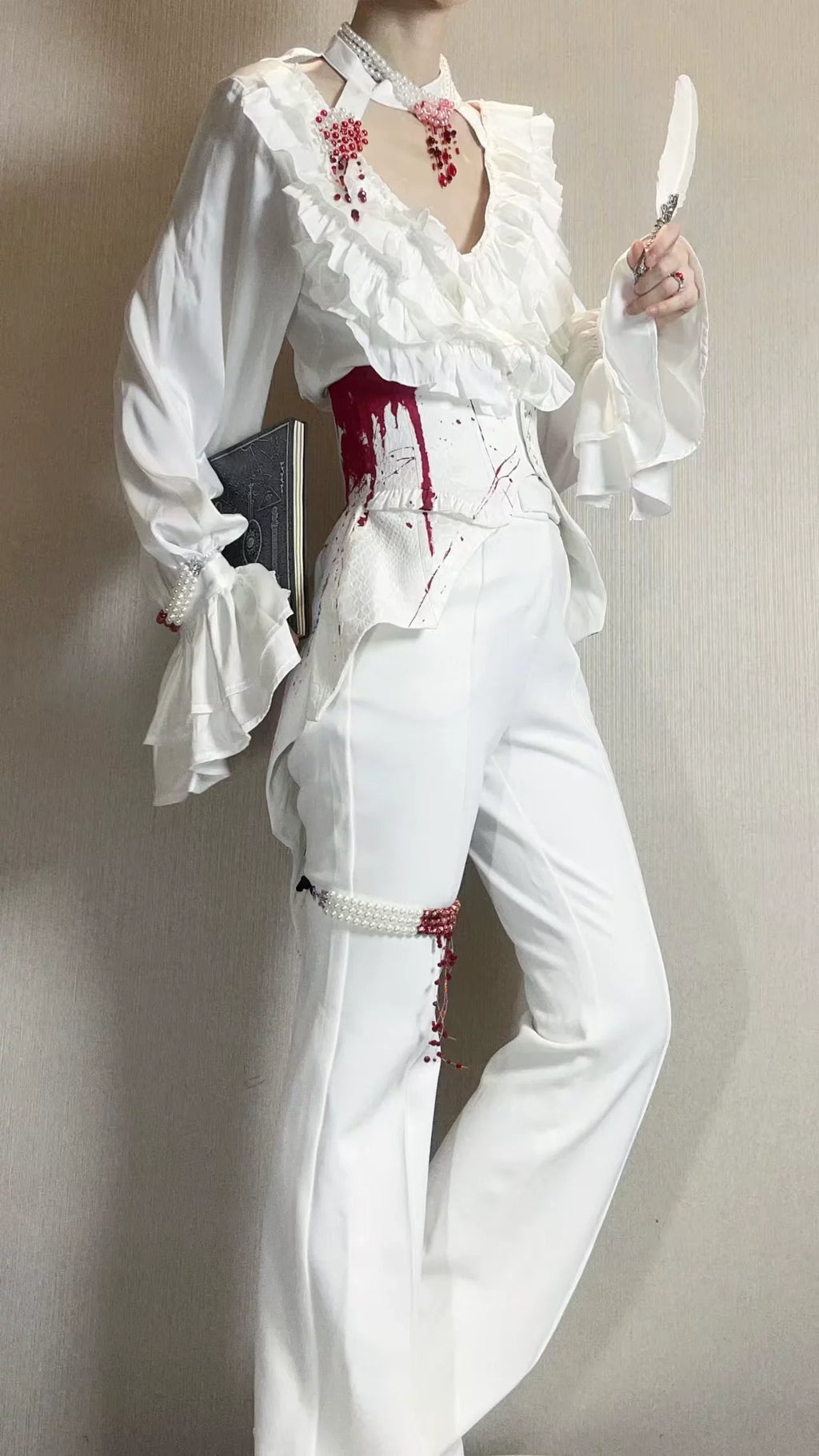 Blue Moon Bone Erosion - Gothic Lolita Waist Cincher, Bat Wing Hem - image 18