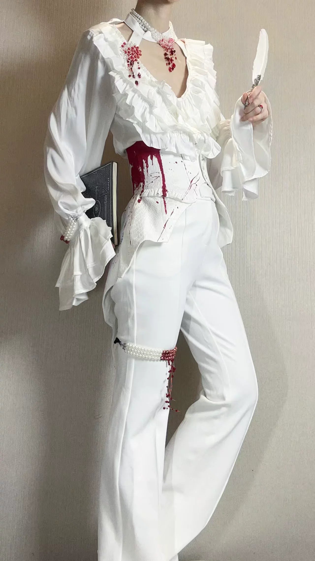 Blue Moon Bone Erosion - Gothic Lolita Waist Cincher, Bat Wing Hem - image 18