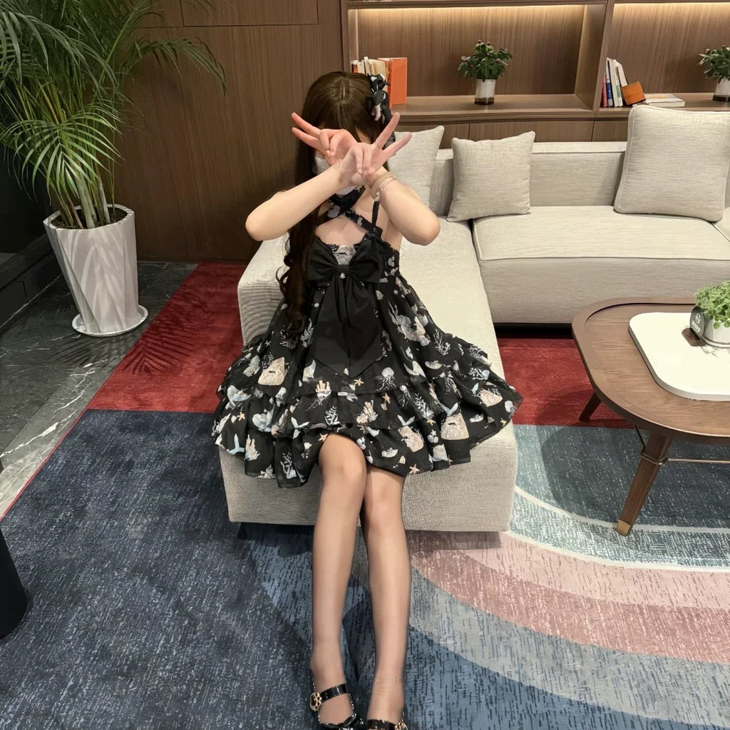 Ocean Sweetheart - Chiffon Sweet Lolita JSK Dress, Whale & Jellyfish Print - image 12