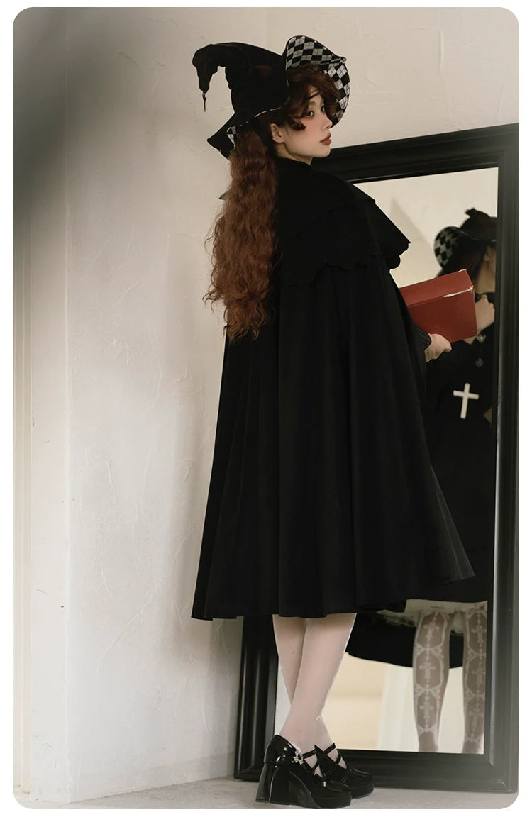 Pilgrim - Black Gothic Lolita Cape, Detachable 2-Piece - image 3