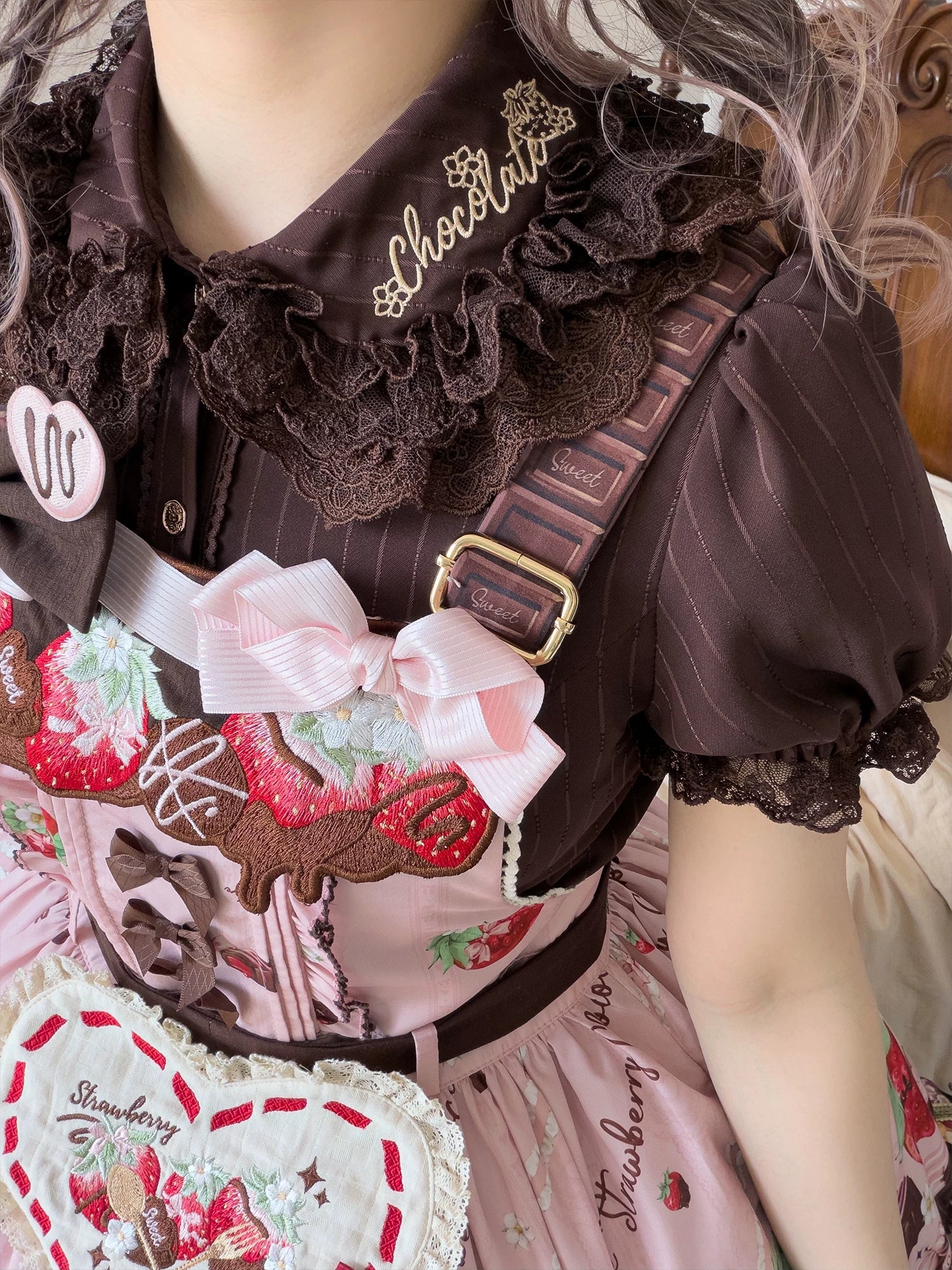 Strawberry Chocolate Lovers Sweet Lolita Embroidered Dress - image 42
