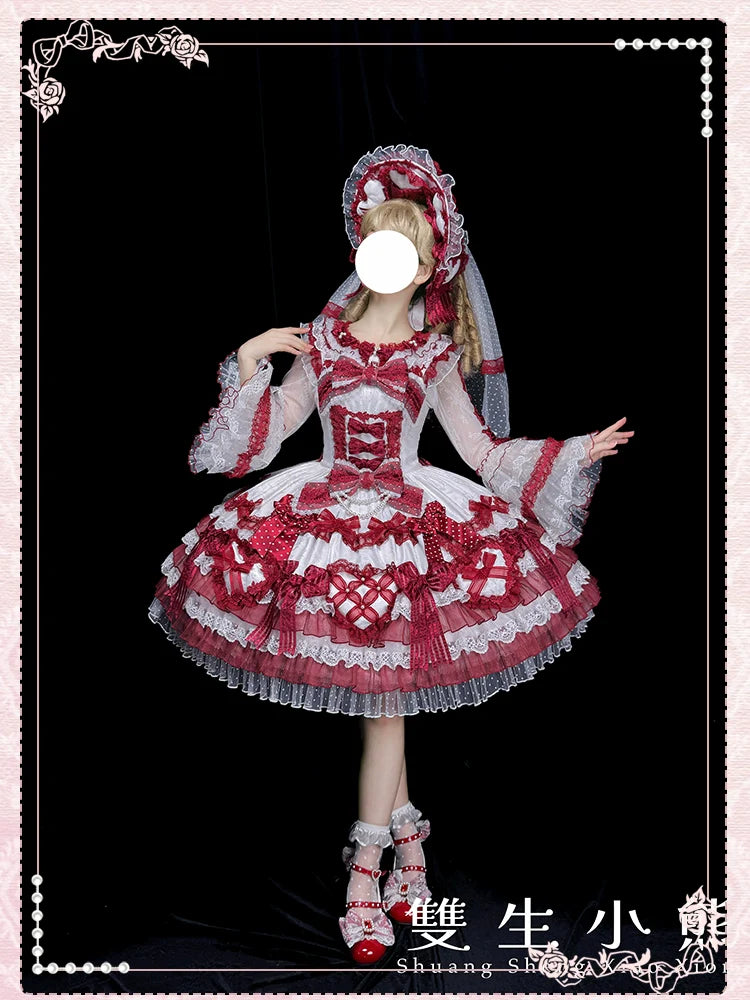 Heart of Love - Sweet Lolita Wedding JSK, Bow Details - image 15