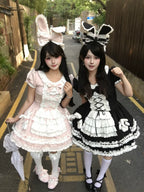 Coco Bunny - Cotton Old School Lolita OP Dress, Bunny Decoration and Accessories - image 10