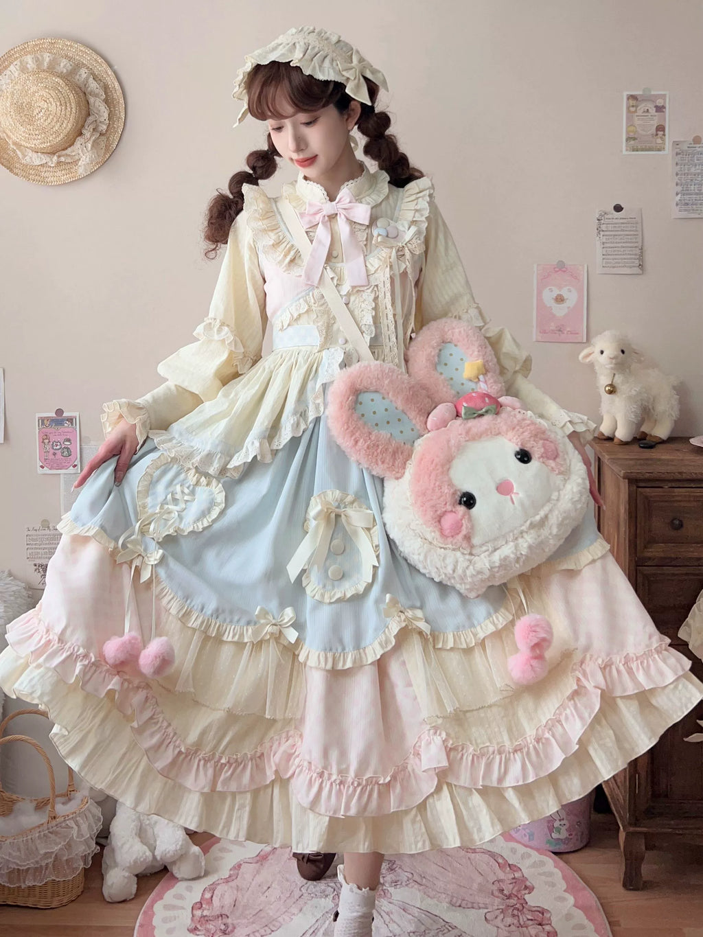 Dreamy Macaron - Sweet Lolita JSK Dress Solid Color Shirt - image 1