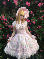 Spring 2025 Vintage Flower Wall Chandelier Rose Print Sweet Lolita JSK Dress and Accessories - image 11