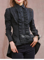 Gothic Tailed-Hem Blouse and Multi-Layer Lolita Skirt Set - image 15