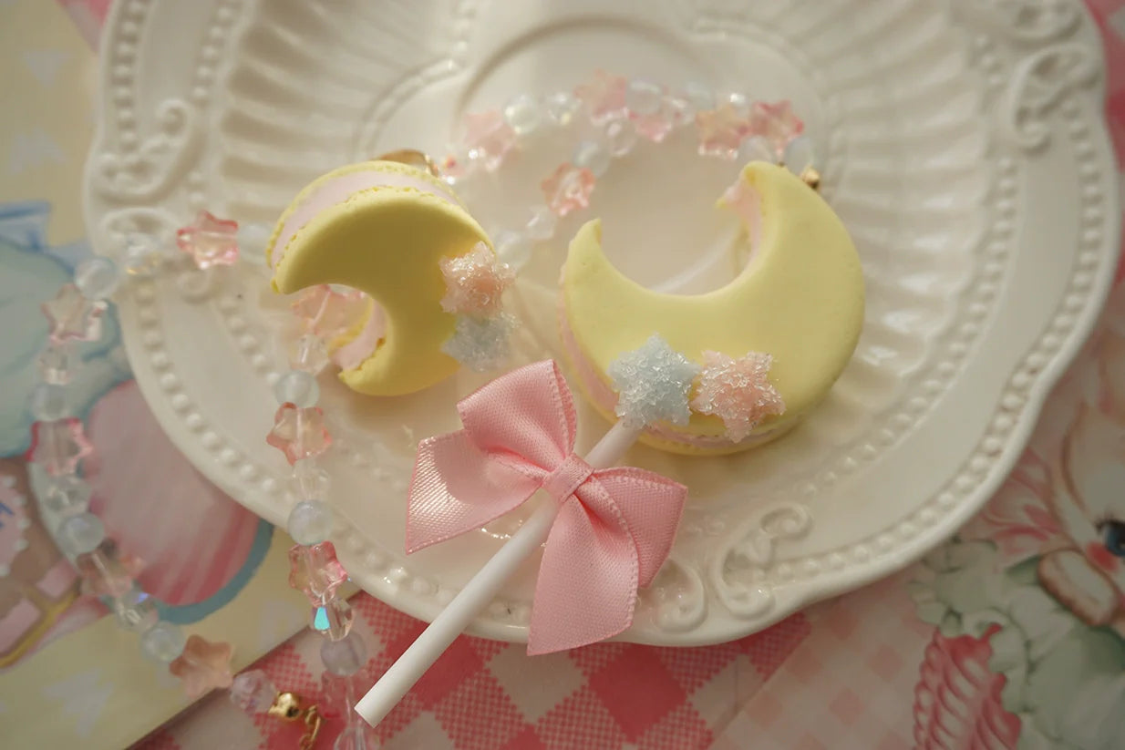 Kawaii Lolita Accessories Moon Lollipop Clay Necklace Ring - image 3
