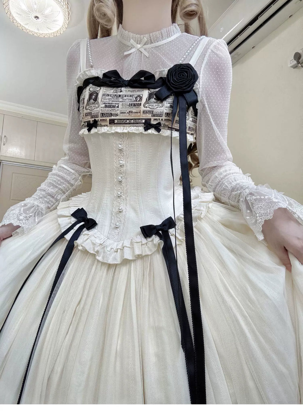 Letter from London White Newspaper Print Classic Lolita JSK Dress - image 13