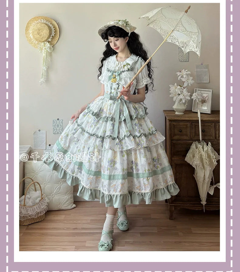 Blueberry Midsummer - Country Lolita Tiered JSK, Blueberry Print - image 12