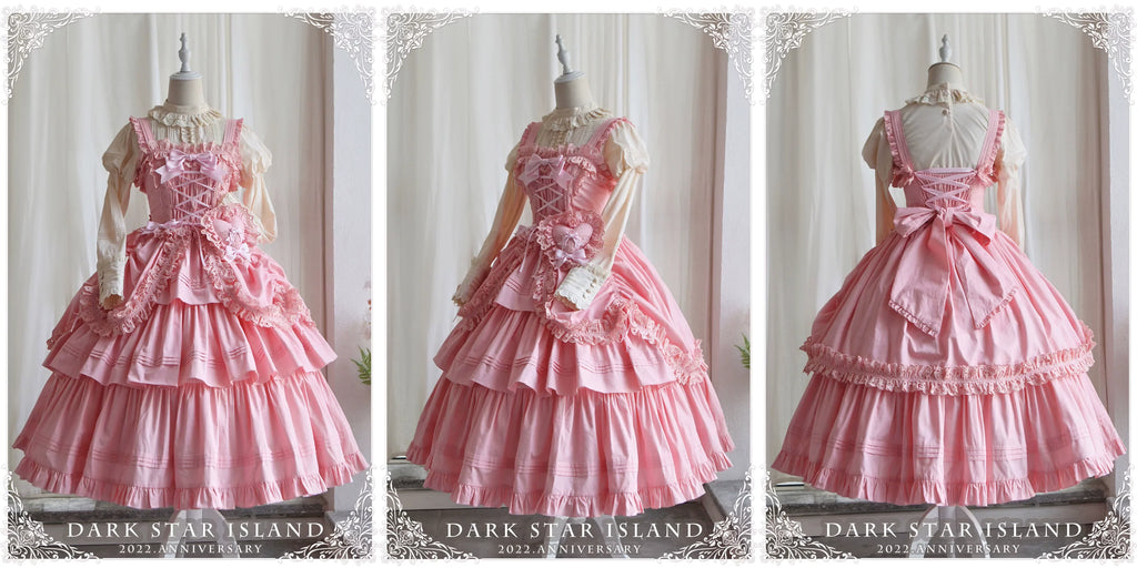 Cotton Gothic Lolita Long JSK, Drawn-up Hem - image 6