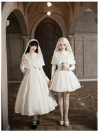 Nihil - Gothic Nun Lolita OP Dress, Irregular Hem Cape and Accessories - image 2