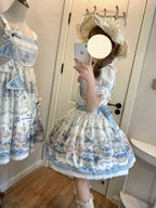 Blueberry Tart Party - Sweet Blue Lolita Salopette Dress Blueberry Tart Print JSK Dress and Accessories - image 8