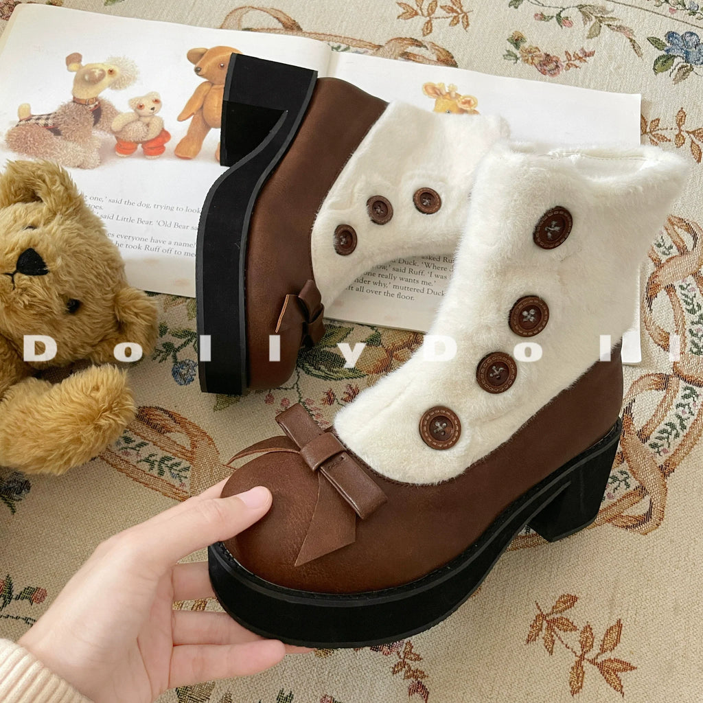 Winter Lolita Boots Fur Mary Jane Lolita Low Heel Shoes - image 52