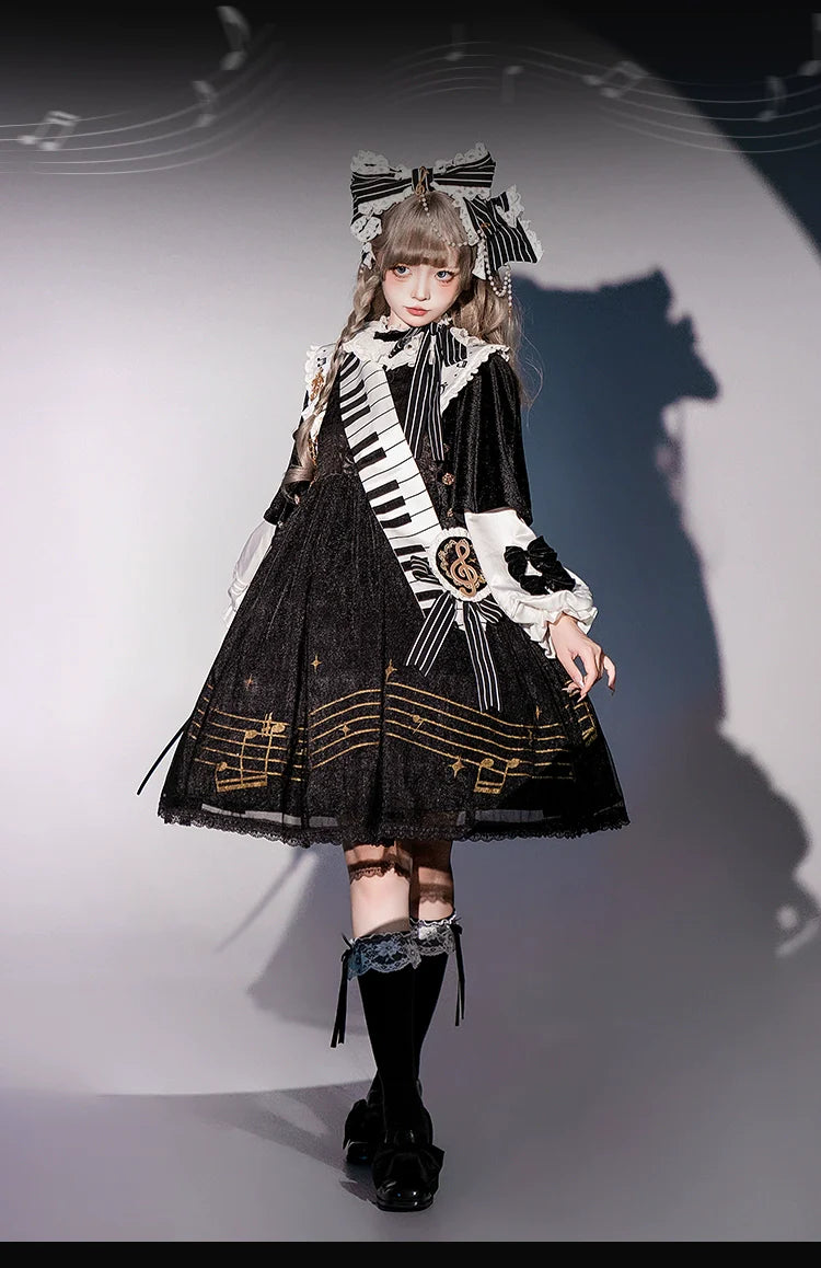 Black and White Sonata - Ouji Lolita Vest Suit and Vintage Lolita OP Dress - image 13