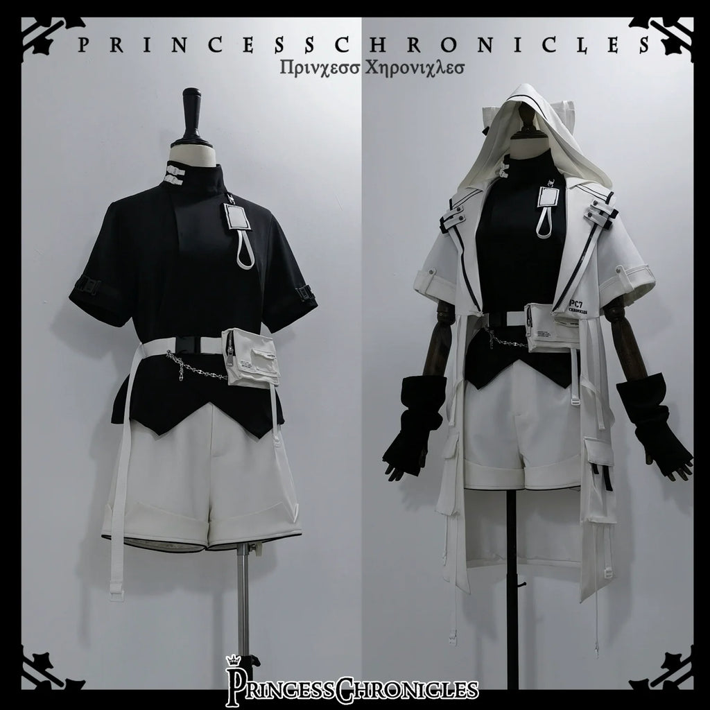 White Cat - Futuristic Style Cool Lolita Pants Suit With Cat Ear Coat - image 21