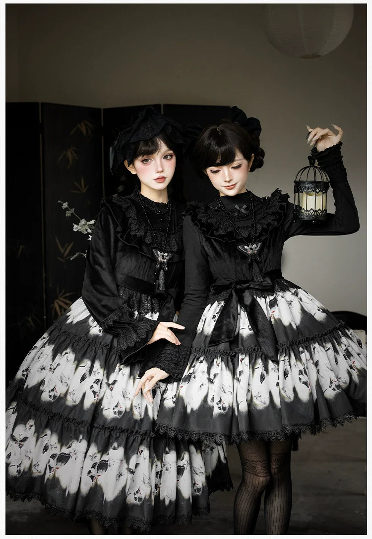 Dead Leaf Butterfly Gothic Lolita JSK and OP Dress Set - image 5