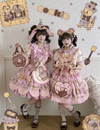 Bear Biscuit SP - Kawaii Lolita Bear Printed Dress Set with Bows - image 7