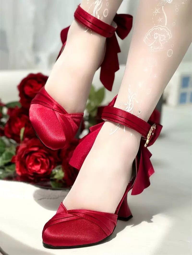 Coronation - Classic Lolita Wine Glass Heel Shoes with Detachable Bows - image 6