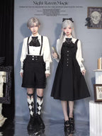 Night Raven Magic - Ouji Lolita Dress Set, Suspender Shorts & Cape - image 1
