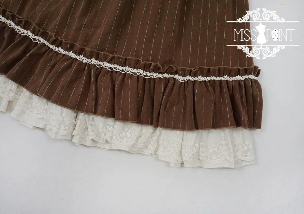 Rose Doll - Elegant Lolita Striped Fishbone Skirt - image 107