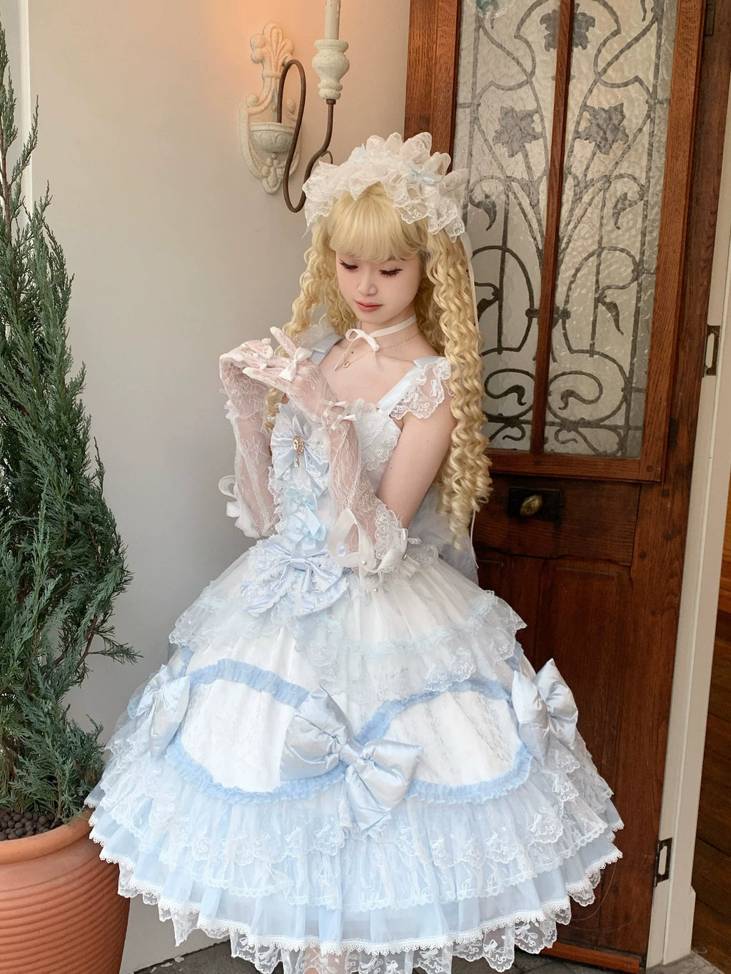 Floral Dream Isle - Sweet Lolita Doll-like JSK Dress, Bows & Lace - image 23
