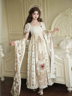 Sacred Coronation Gothic Cathedral Print Empire Lolita OP Dress Set - image 11