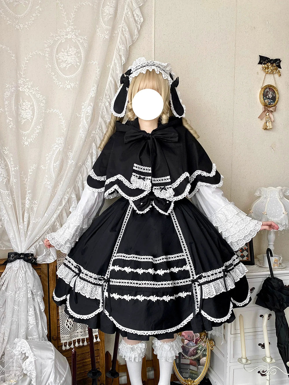 Vintage Petal Rabbit - Cotton Old School Lolita JSK Dress, Petal-Shaped Hem - image 39